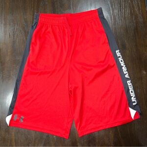 YXL UNDER ARMOUR red & black shorts